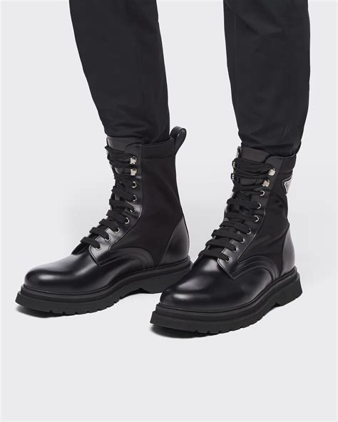 prada brushed rois leather and nylon boots|Black Brushed Rois Leather And Re.